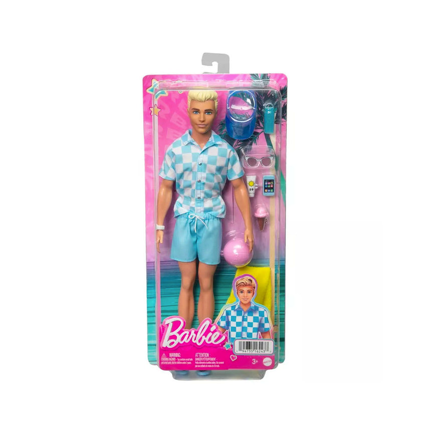 Babie Ken Doll with Swim Trunks & Beach Themed Accessories
