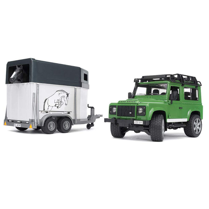 Bruder Leisure Time - Land Rover Defender Station Wagon with Horse Trailer & 1 Horse