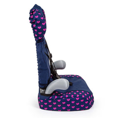 Bayer Doll Deluxe Car Booster Seat - Navy/Pink Hearts/Unicorn