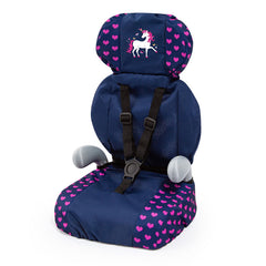 Bayer Doll Deluxe Car Booster Seat - Navy/Pink Hearts/Unicorn