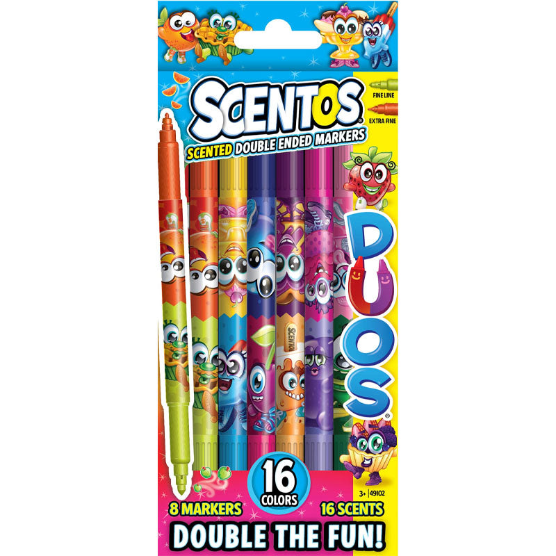 Scentos Scented - Duos Double Ended Fineline Markers 8 Pack